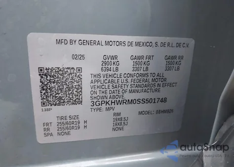 2025 Honda Prologue Touring z USA, uszkodzony, nr VIN 3GPKHWRM0SS501748